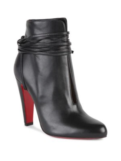 Shop Christian Louboutin S.i.t. Rain 100 Leather Booties In Black
