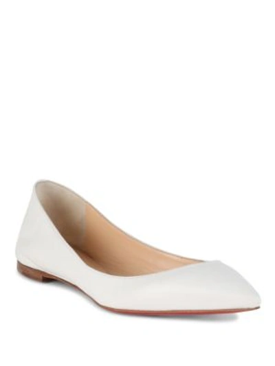 Shop Christian Louboutin Ballalla Leather Point Toe Flats In Latte