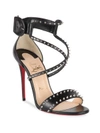 Christian Louboutin Choca Spikes 100 Leather Sandals In Black