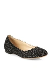 CHLOÉ Lauren Embellished Suede Ballet Flats