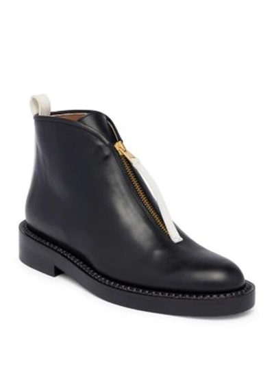 Shop Marni Hinge Leather Flat Booties In Black Limestone