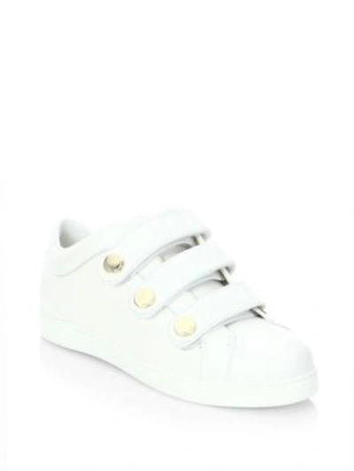 Shop Jimmy Choo Ny Leather Grip-tape Sneakers In White