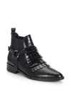 FREDA SALVADOR Croc-Embossed Leather Kiltie Chelsea Booties