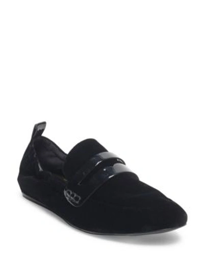 Shop Lanvin Velvet Slip-on Loafers In Black