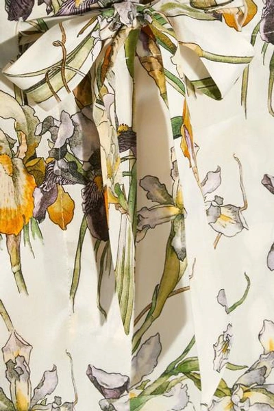 Shop Alexander Mcqueen Floral-print Silk Crepe De Chine Wide-leg Pants