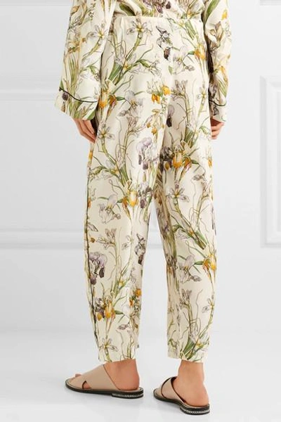 Shop Alexander Mcqueen Floral-print Silk Crepe De Chine Wide-leg Pants