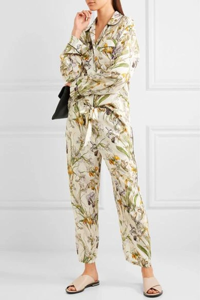 Shop Alexander Mcqueen Floral-print Silk Crepe De Chine Wide-leg Pants