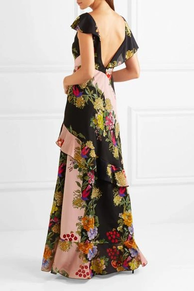 Shop Etro Ruffled Floral-print Crepe And Silk-chiffon Maxi Dress