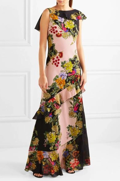 Shop Etro Ruffled Floral-print Crepe And Silk-chiffon Maxi Dress