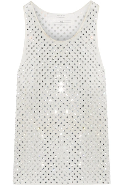 Marc Jacobs Crystal-embellished Silk-georgette Tank In White