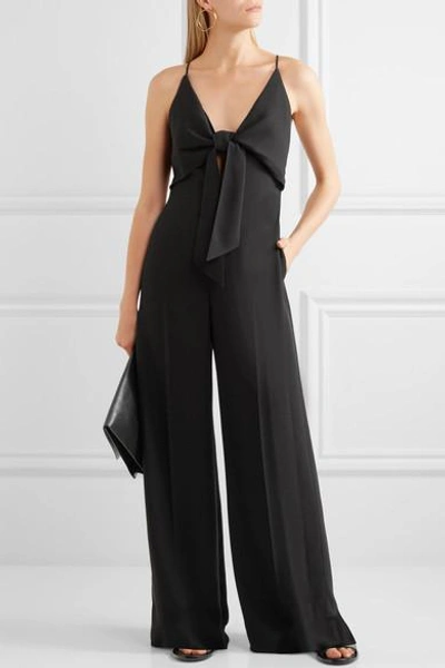 Shop Alexander Wang T Knotted Crepe Jumpsuit In Black