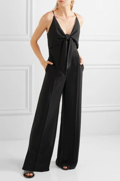 Shop Alexander Wang T Knotted Crepe Jumpsuit In Black