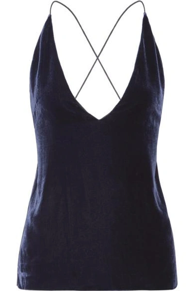 Shop Dion Lee Velvet And Crepe Camisole In Midnight Blue