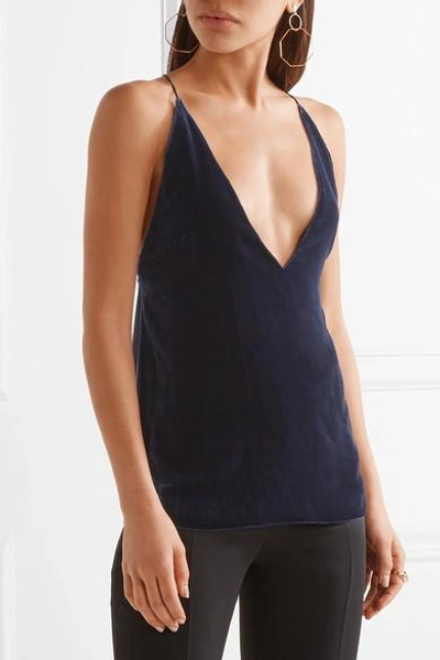 Shop Dion Lee Velvet And Crepe Camisole In Midnight Blue