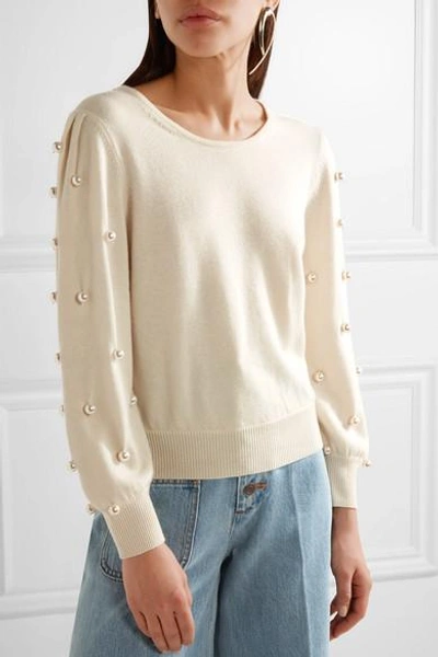 Shop Marc Jacobs Faux Pearl-embellished Wool And Cashmere-blend Sweater