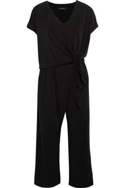 Shop By Malene Birger Grimos Tie-front Stretch-crepe Jumpsuit In Black