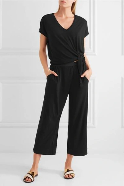 Shop By Malene Birger Grimos Tie-front Stretch-crepe Jumpsuit In Black