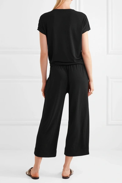 Shop By Malene Birger Grimos Tie-front Stretch-crepe Jumpsuit In Black