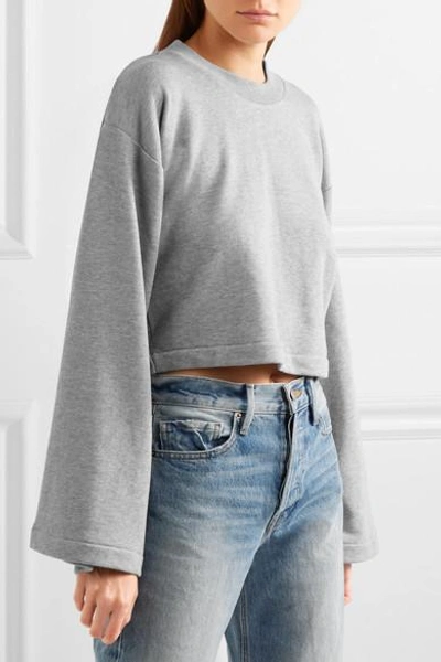 Shop Alexander Wang T Tie-back Cropped Cotton-blend Jersey Sweatshirt