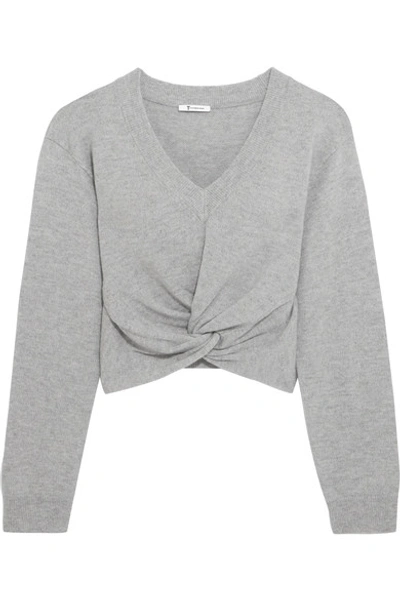 Alexander Wang T Twist Front Wool & Cashmere Sweater In Grigio | ModeSens