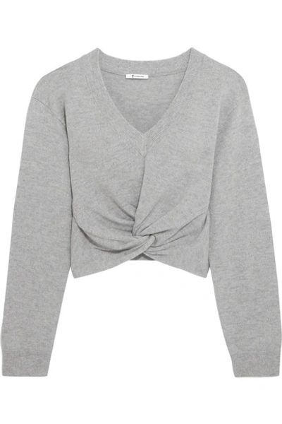 Alexander Wang T Twist Front Wool & Cashmere Sweater In Grigio