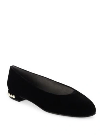 Stuart Weitzman Chicpearl Suede Ballerina Flat, Black