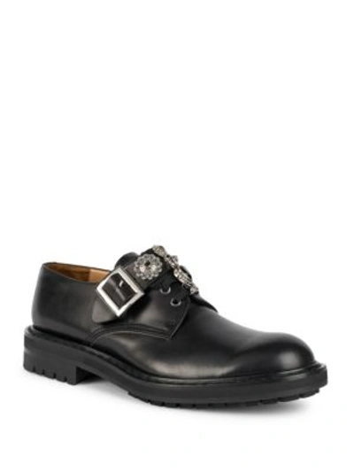 Shop Alexander Mcqueen Jewel Lace-up Leather Derbys In Black