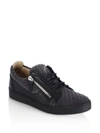 GIUSEPPE ZANOTTI Woven Suede Low Leather Sneakers
