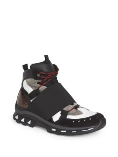 Shop Givenchy Runway Calf Leather High-top Trainers In Black White