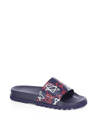 Shop Gucci Ghost Pursuit Treck Slides In Red Ivory