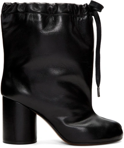 Shop Maison Margiela Black Drawstring Tabi Boots