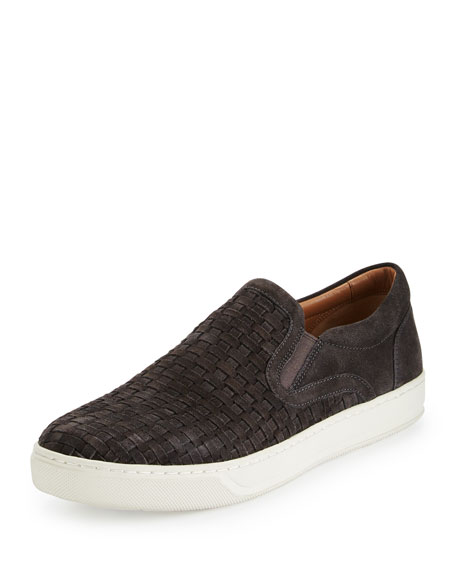 Vince Ace Woven Suede Slip-on Sneaker, Graphite In Graphite Suede ...