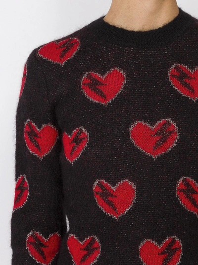 Shop Saint Laurent Heart Embroidered Sweater
