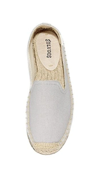 Shop Soludos Canvas Platform Smoking Slippers In Dove Gray