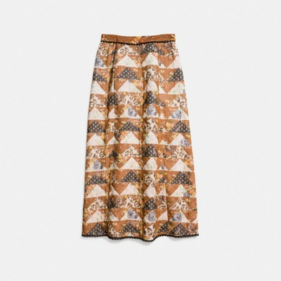 Shop Coach Patchwork Maxi Skirt In Teak Multi