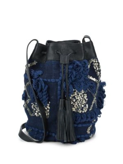 Antik Batik Sequined Bucket Bag In Blue