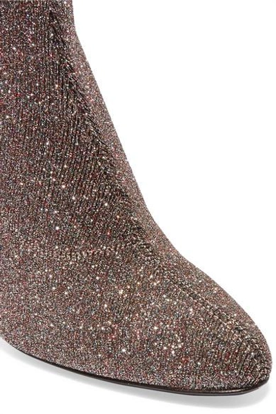 Shop Giuseppe Zanotti Glittered Stretch-knit Sock Boots