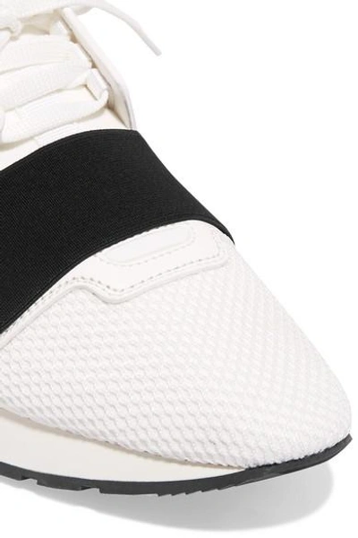Shop Balenciaga Race Runner Leather, Mesh And Neoprene Sneakers In White