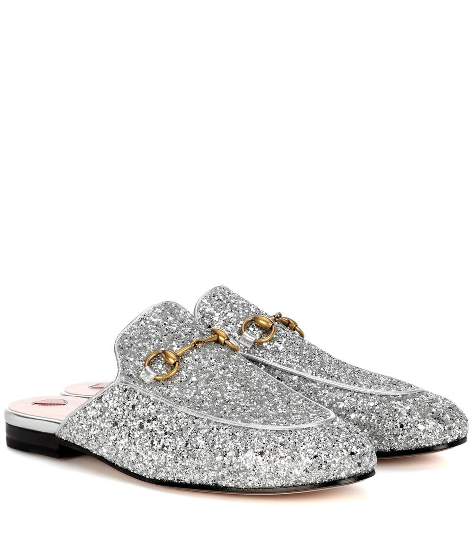 gucci silver slippers