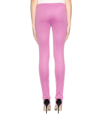 Shop Gucci Striped Cotton-blend Stirrup Trousers In Caedy Mousse
