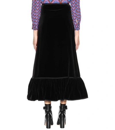 Shop Gucci Embellished Cotton Skirt In Llack