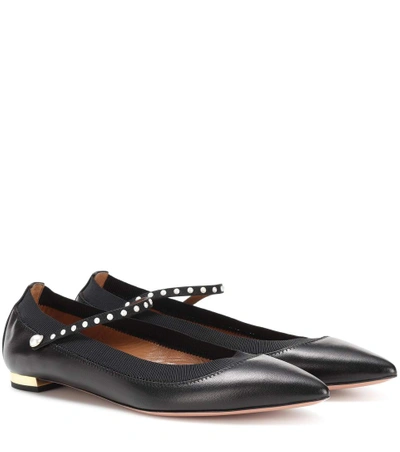 Shop Aquazzura Nolita Leather Ballerinas In Black