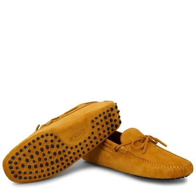 Shop Tod's Gommino Driving Shoes In Suede In Yellow