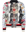 Gucci Appliquéd Printed Silk-twill Bomber Jacket In Multicoloured