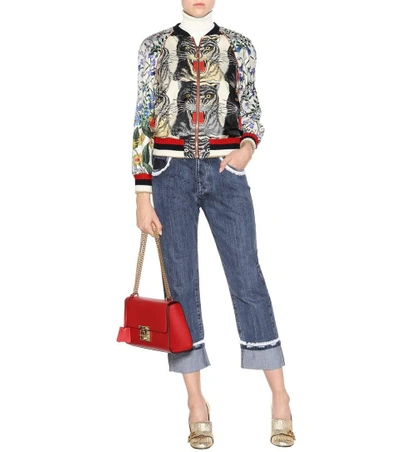Shop Gucci Silk Bomber Jacket In Multicoloured