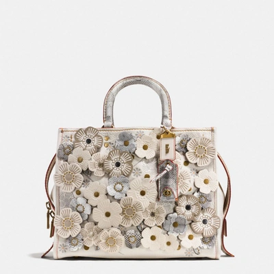 Shop Coach Rogue With Snakeskin Tea Rose In Chalk/brass