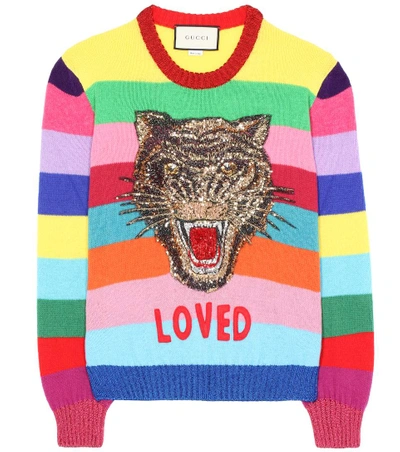 Gucci Wool Sweater With Embroidery In Multicolor