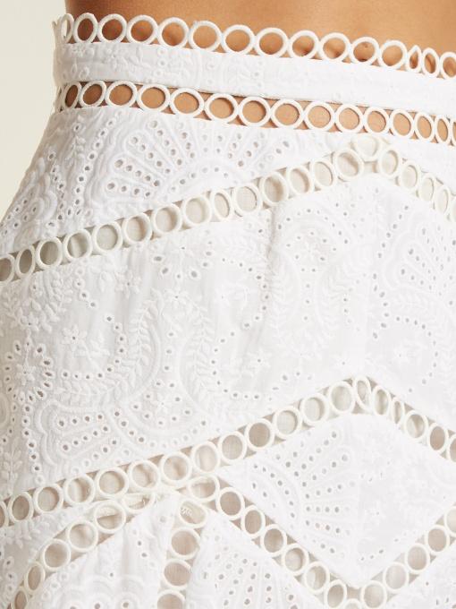 Zimmermann Mercer Fan Cotton Skirt In White | ModeSens