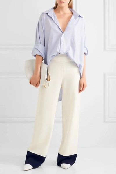 Shop Max Mara Two-tone Crepe Wide-leg Pants