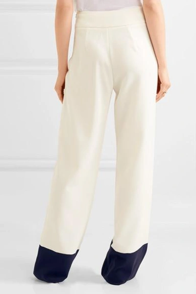 Shop Max Mara Two-tone Crepe Wide-leg Pants